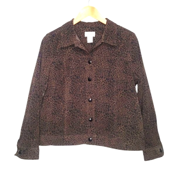 Breckenridge Leopard Print Trucker Jacket Petite Medium - Picture 1 of 4